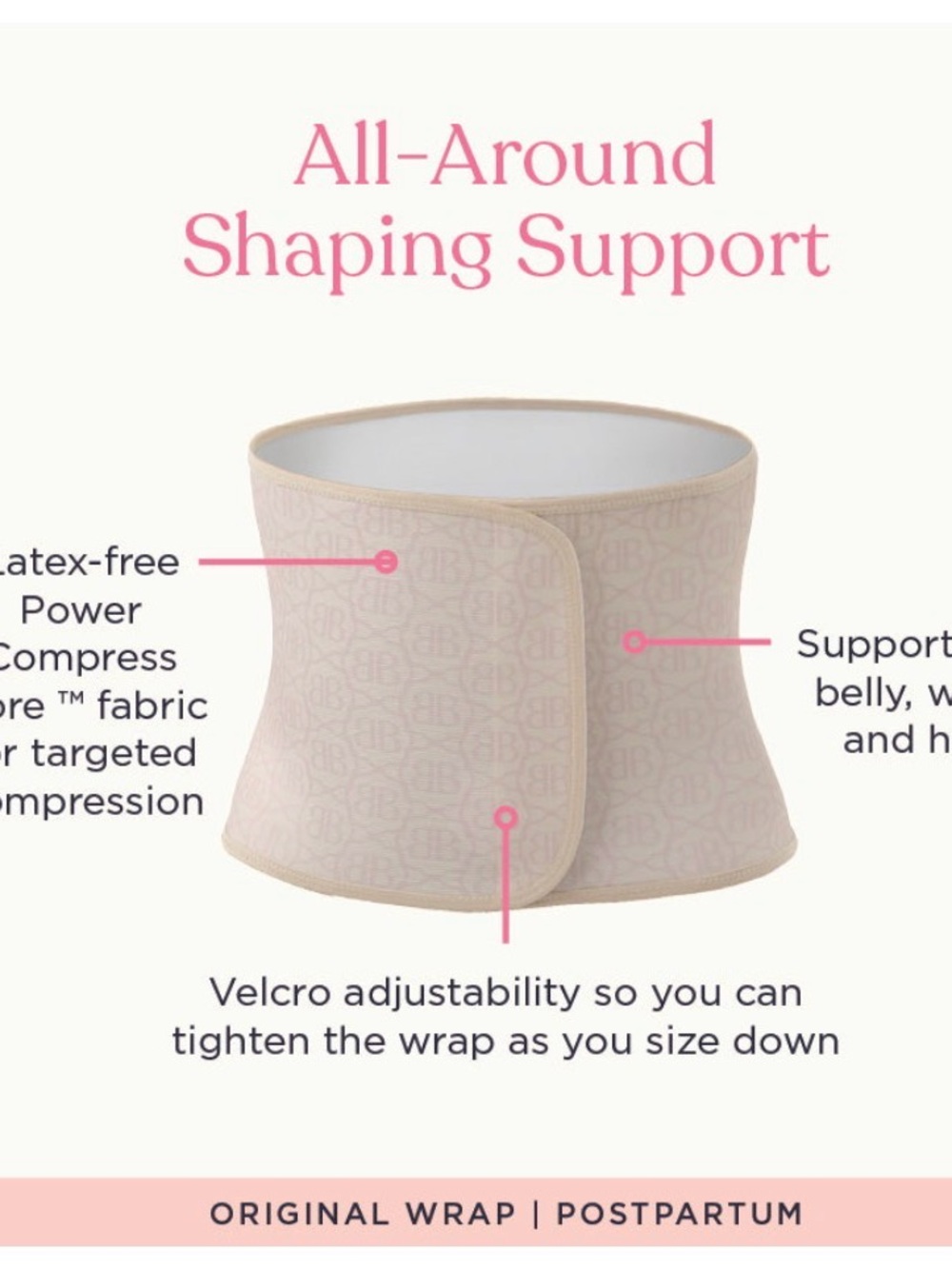 Belly Bandit Original Postpartum Wrap - Almond Size Large